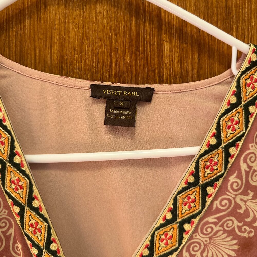 Anthropologie Vineet Bahl Embroidered Long Sleeve Rose Print Dress - Picture 8 of 8